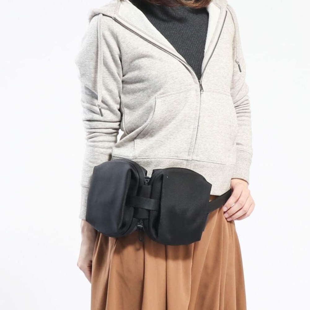 Black Mini Double Pouch Belt Bag
